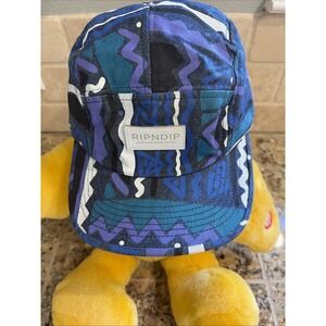 Ripndip Skate Blue/Teal/Purple Geometric 5-Panel Camper Hat Cap Patch Adjustable